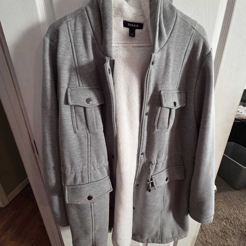 Torrid Grey Furry Jacket